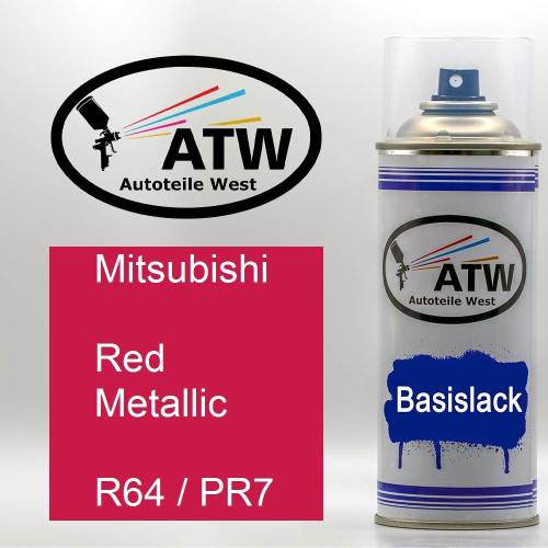 Mitsubishi, Red Metallic, R64 / PR7: 400ml Sprühdose, von ATW Autoteile West.